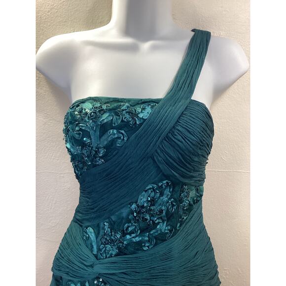 Sue Wong Emerald Green One Shoulder Sequins Mini Cocktail Formal Evening Dress 4 - Picture 2 of 7